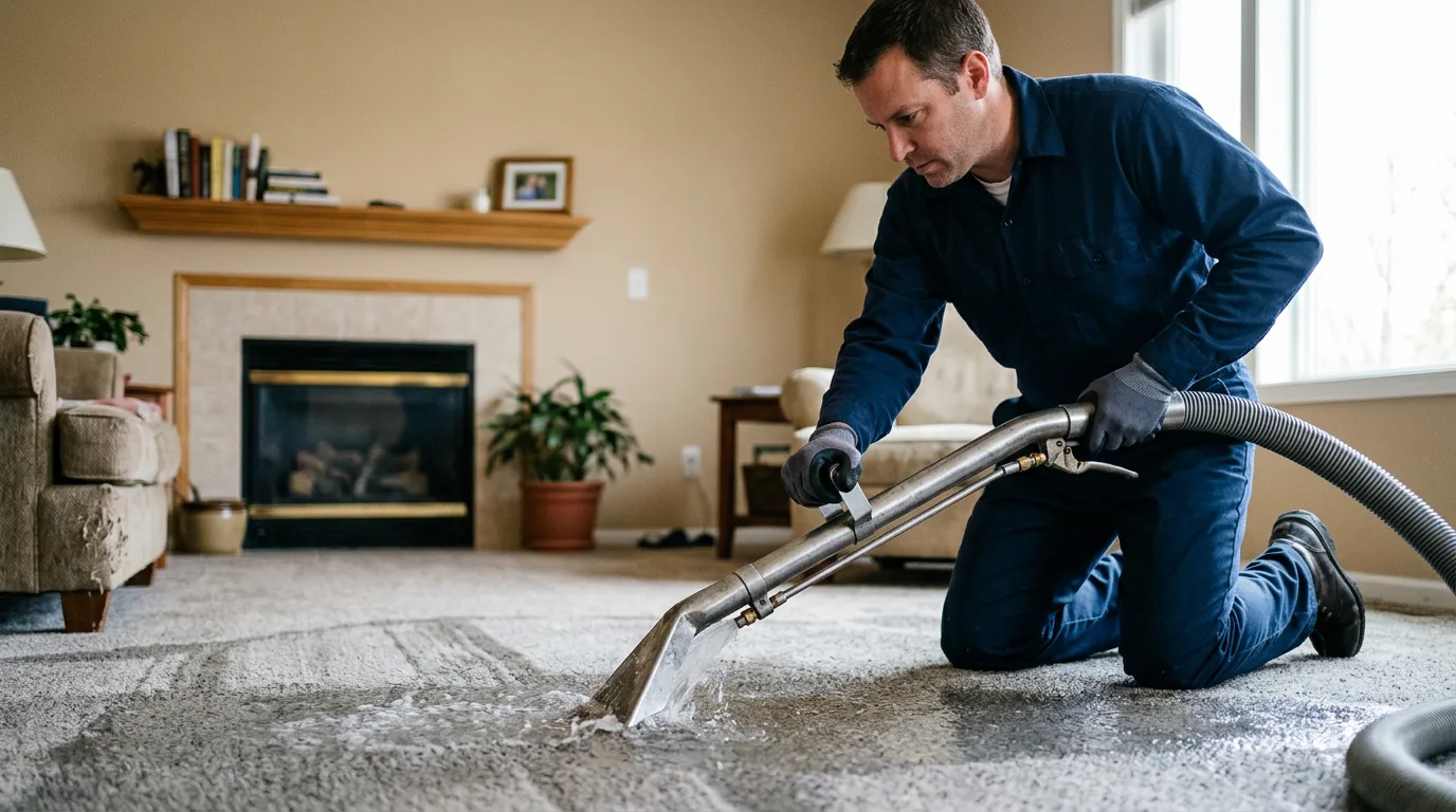 Water damage restoration technician working near Houghton Lake Heights, MI